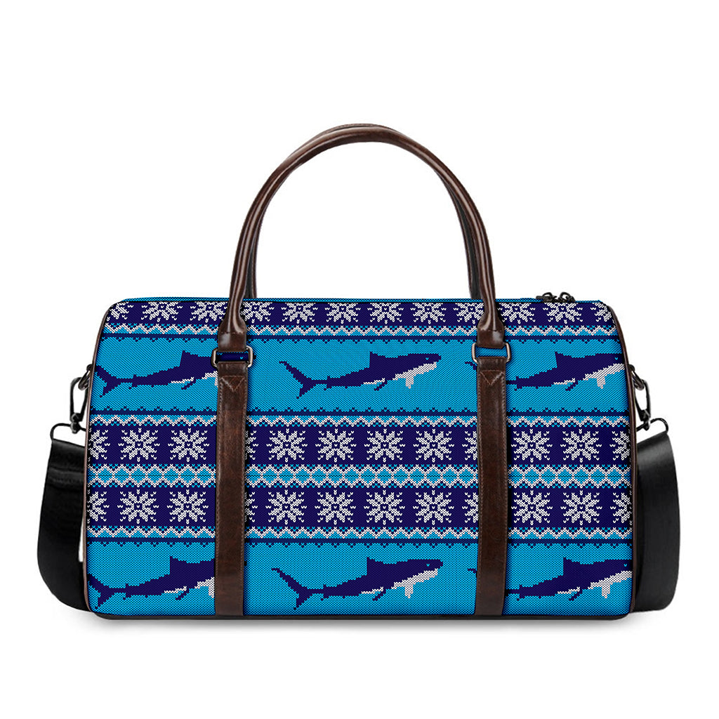 Shark Knitted Pattern Print Duffle Bag