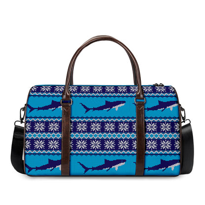 Shark Knitted Pattern Print Duffle Bag