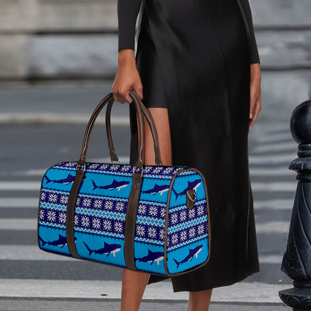 Shark Knitted Pattern Print Duffle Bag