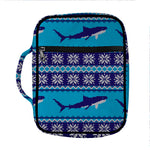 Shark Knitted Pattern Print Front Pocket Bible Bag