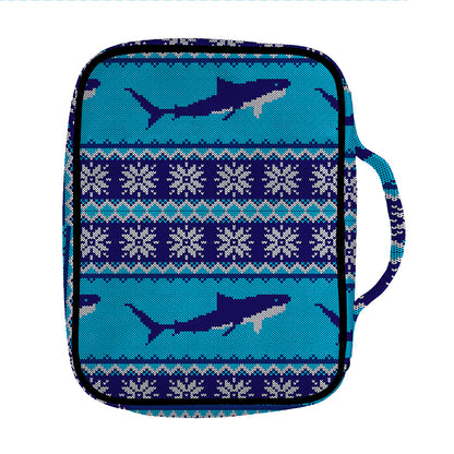 Shark Knitted Pattern Print Front Pocket Bible Bag