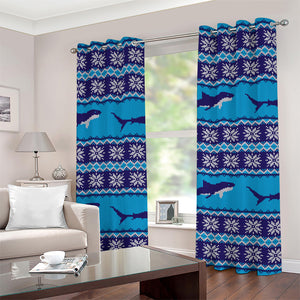 Shark Knitted Pattern Print Grommet Curtains