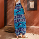 Shark Knitted Pattern Print Harem Pants