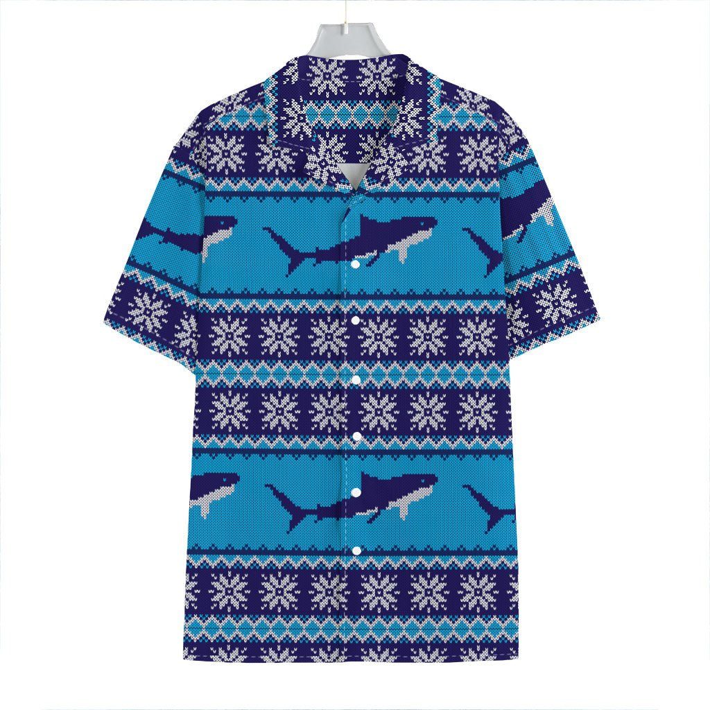 Shark Knitted Pattern Print Hawaiian Shirt