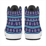 Shark Knitted Pattern Print High Top Leather Sneakers