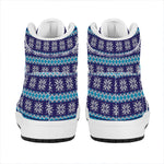 Shark Knitted Pattern Print High Top Leather Sneakers