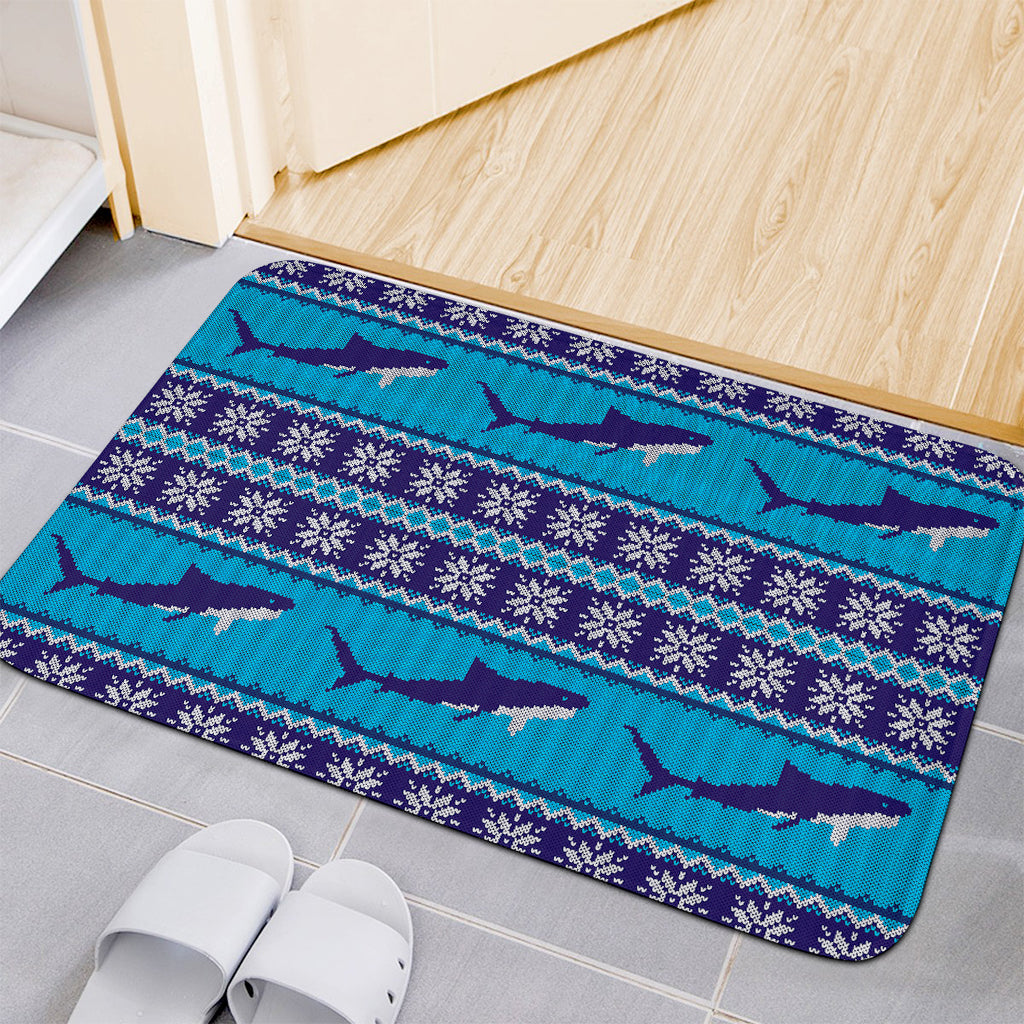 Shark Knitted Pattern Print Indoor Door Mat