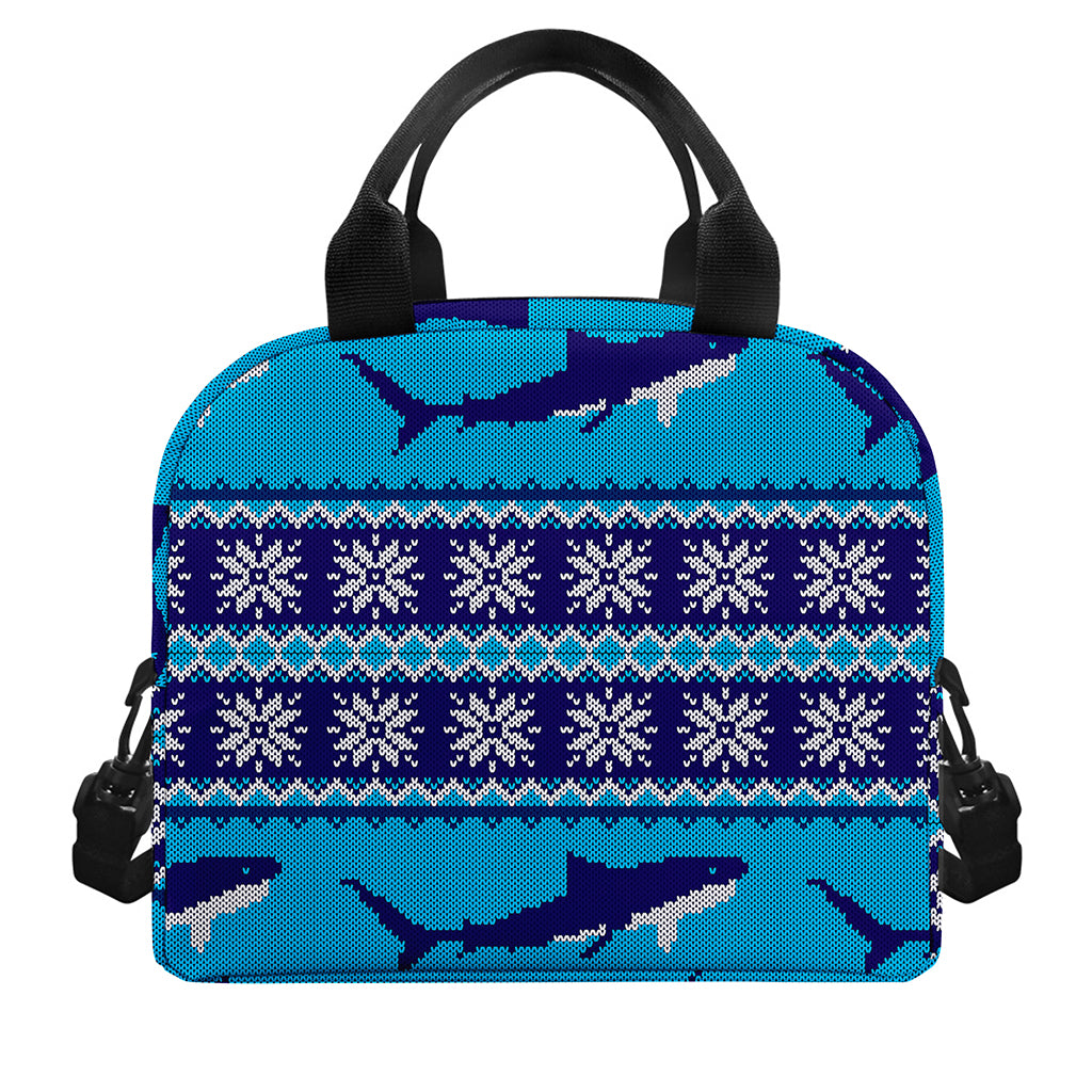 Shark Knitted Pattern Print Insulated Lunch Bag