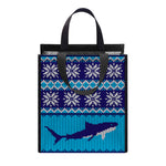 Shark Knitted Pattern Print Insulated Lunch Tote