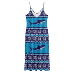 Shark Knitted Pattern Print Jersey Midi Cami Dress