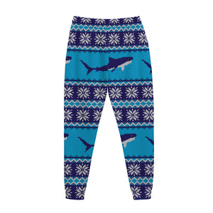 Shark Knitted Pattern Print Jogger Pants