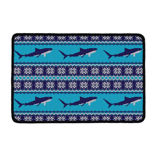 Shark Knitted Pattern Print Kitchen Mat
