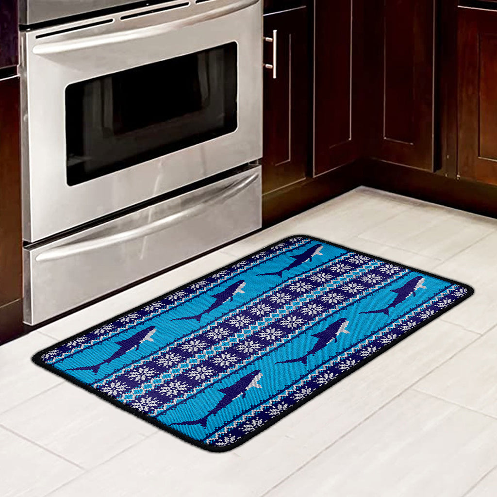 Shark Knitted Pattern Print Kitchen Mat
