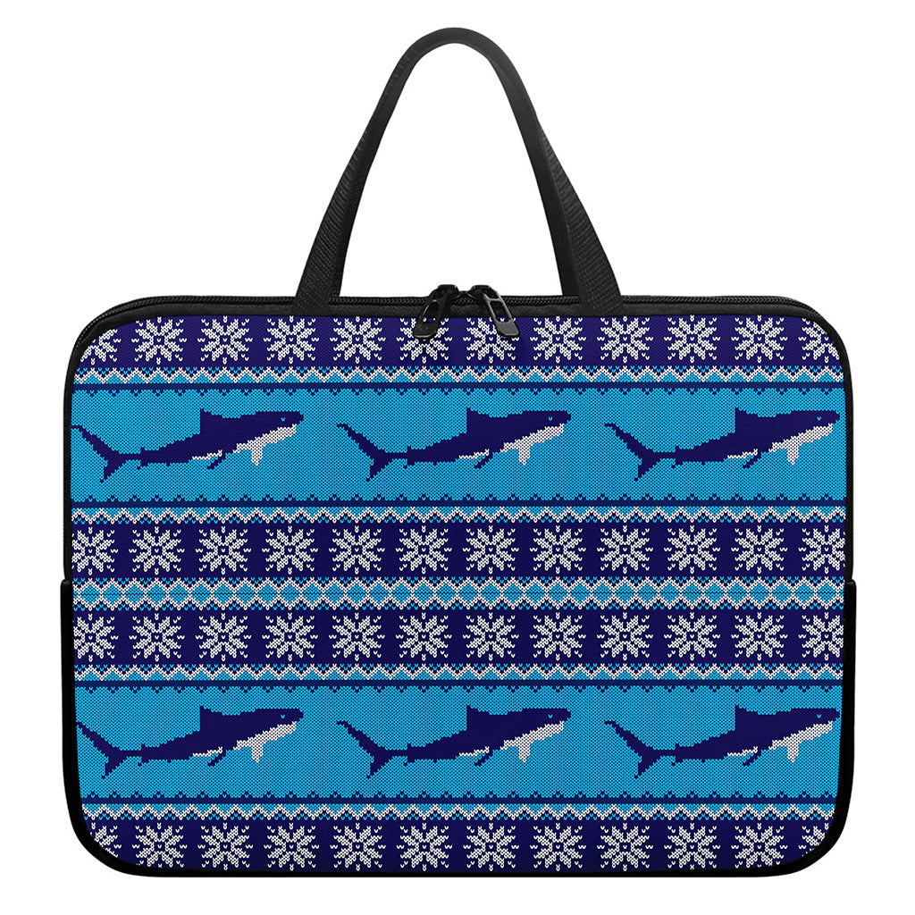 Shark Knitted Pattern Print Laptop Sleeve With Handle