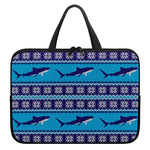 Shark Knitted Pattern Print Laptop Sleeve With Handle