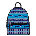 Shark Knitted Pattern Print Leather Backpack