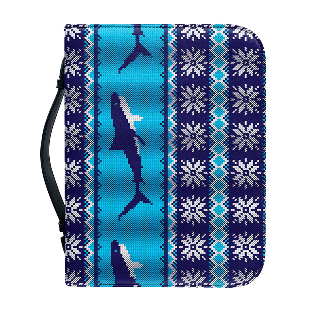 Shark Knitted Pattern Print Leather Bible Cover
