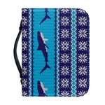 Shark Knitted Pattern Print Leather Bible Cover