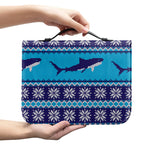 Shark Knitted Pattern Print Leather Bible Cover