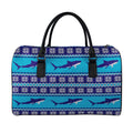 Shark Knitted Pattern Print Leather Duffel Bag