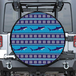 Shark Knitted Pattern Print Leather Spare Tire Cover