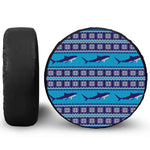 Shark Knitted Pattern Print Leather Spare Tire Cover