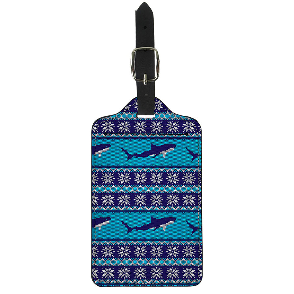 Shark Knitted Pattern Print Luggage Tag
