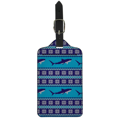 Shark Knitted Pattern Print Luggage Tag