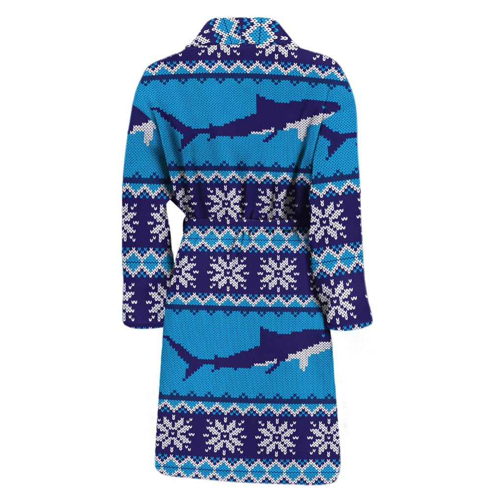 Shark Knitted Pattern Print Men's Bathrobe