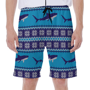 Shark Knitted Pattern Print Men's Beach Shorts