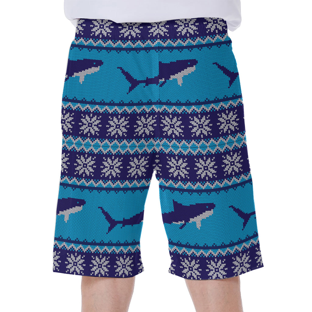 Shark Knitted Pattern Print Men's Beach Shorts