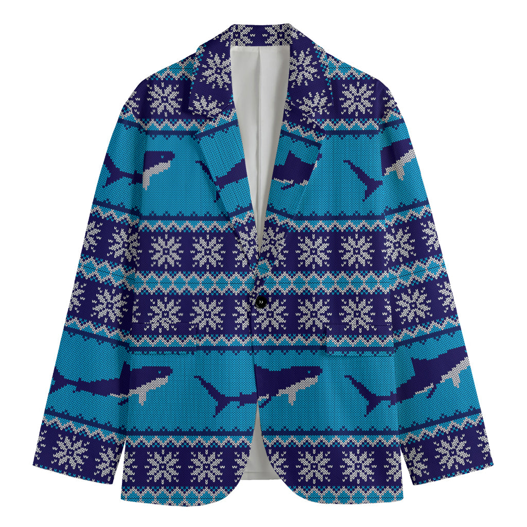 Shark Knitted Pattern Print Men's Blazer