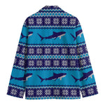 Shark Knitted Pattern Print Men's Blazer