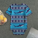 Shark Knitted Pattern Print Men's Bodysuit