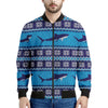 Shark Knitted Pattern Print Men's Bomber Jacket