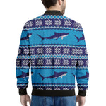 Shark Knitted Pattern Print Men's Bomber Jacket