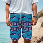 Shark Knitted Pattern Print Men's Cargo Shorts