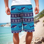 Shark Knitted Pattern Print Men's Cargo Shorts