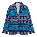 Shark Knitted Pattern Print Men's Cotton Blazer