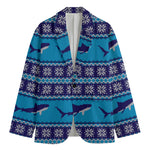 Shark Knitted Pattern Print Men's Cotton Blazer
