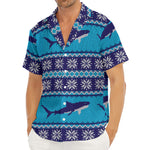 Shark Knitted Pattern Print Men's Deep V-Neck Shirt