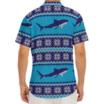 Shark Knitted Pattern Print Men's Deep V-Neck Shirt