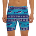 Shark Knitted Pattern Print Men's Long Boxer Briefs