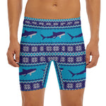 Shark Knitted Pattern Print Men's Long Boxer Briefs