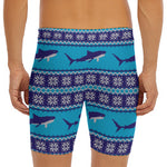 Shark Knitted Pattern Print Men's Long Boxer Briefs