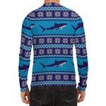 Shark Knitted Pattern Print Men's Long Sleeve Rash Guard