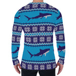 Shark Knitted Pattern Print Men's Long Sleeve T-Shirt