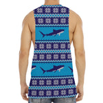 Shark Knitted Pattern Print Men's Muscle Tank Top