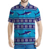 Shark Knitted Pattern Print Men's Polo Shirt