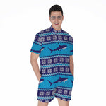 Shark Knitted Pattern Print Men's Rompers